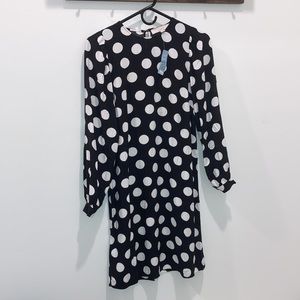 NWT Loft Black and White Polka Dot Dress
